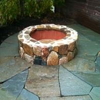 Firepit in patio.